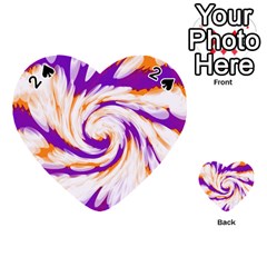 Tie Dye Purple Orange Abstract Swirl Playing Cards 54 (heart)  by BrightVibesDesign