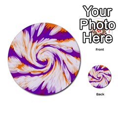 Tie Dye Purple Orange Abstract Swirl Multi-purpose Cards (round)  by BrightVibesDesign