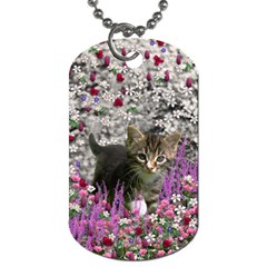 Emma In Flowers I, Little Gray Tabby Kitty Cat Dog Tag (one Side) by DianeClancy