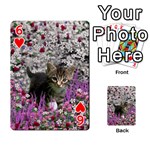 Emma In Flowers I, Little Gray Tabby Kitty Cat Playing Cards 54 Designs  Front - Heart6