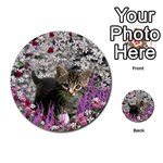 Emma In Flowers I, Little Gray Tabby Kitty Cat Multi-purpose Cards (Round)  Front 51