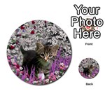Emma In Flowers I, Little Gray Tabby Kitty Cat Multi-purpose Cards (Round)  Back 12