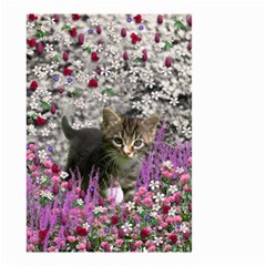 Emma In Flowers I, Little Gray Tabby Kitty Cat Small Garden Flag (two Sides) by DianeClancy