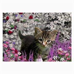 Emma In Flowers I, Little Gray Tabby Kitty Cat Large Glasses Cloth by DianeClancy