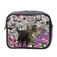 Emma In Flowers I, Little Gray Tabby Kitty Cat Mini Toiletries Bag 2-side by DianeClancy