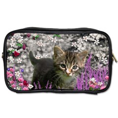 Emma In Flowers I, Little Gray Tabby Kitty Cat Toiletries Bags 2-side by DianeClancy