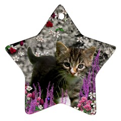 Emma In Flowers I, Little Gray Tabby Kitty Cat Star Ornament (two Sides) 