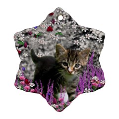 Emma In Flowers I, Little Gray Tabby Kitty Cat Snowflake Ornament (2-side)