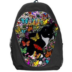 Freckles In Butterflies I, Black White Tux Cat Backpack Bag by DianeClancy