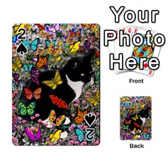 Freckles In Butterflies I, Black White Tux Cat Playing Cards 54 Designs  by DianeClancy