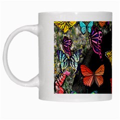 Freckles In Butterflies I, Black White Tux Cat White Mugs by DianeClancy