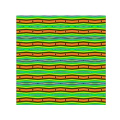 Bright Green Orange Lines Stripes Small Satin Scarf (Square)