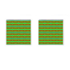 Bright Green Orange Lines Stripes Cufflinks (Square)