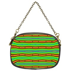 Bright Green Orange Lines Stripes Chain Purses (one Side) 
