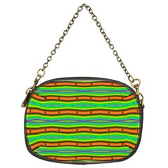 Bright Green Orange Lines Stripes Chain Purses (Two Sides) 