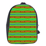Bright Green Orange Lines Stripes School Bags(Large)  Front