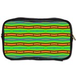 Bright Green Orange Lines Stripes Toiletries Bags Front