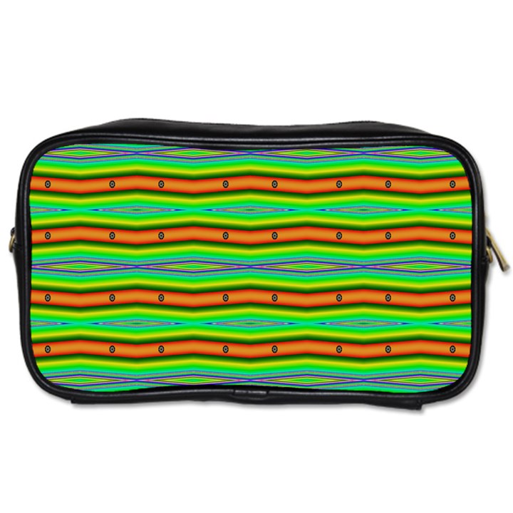 Bright Green Orange Lines Stripes Toiletries Bags 2-Side