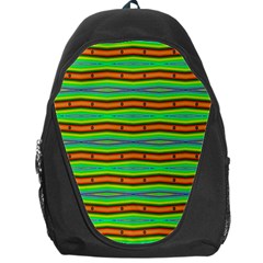 Bright Green Orange Lines Stripes Backpack Bag