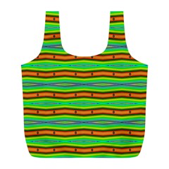 Bright Green Orange Lines Stripes Full Print Recycle Bags (L) 