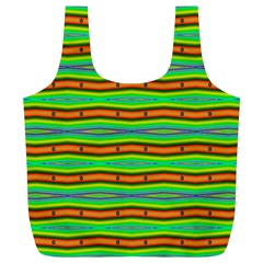 Bright Green Orange Lines Stripes Full Print Recycle Bags (L) 