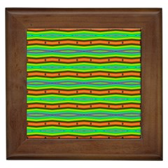 Bright Green Orange Lines Stripes Framed Tiles