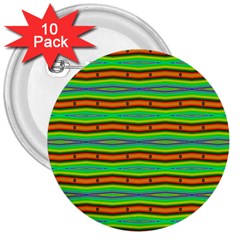 Bright Green Orange Lines Stripes 3  Buttons (10 pack) 