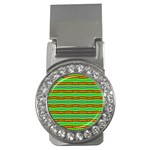 Bright Green Orange Lines Stripes Money Clips (CZ)  Front