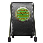 Bright Green Orange Lines Stripes Pen Holder Desk Clocks Front