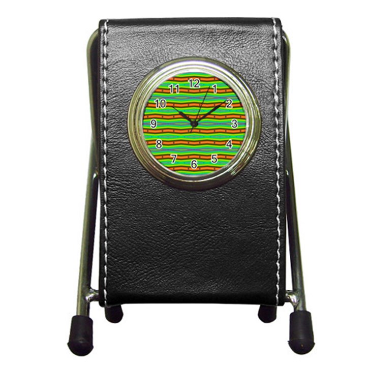 Bright Green Orange Lines Stripes Pen Holder Desk Clocks