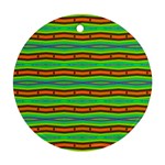 Bright Green Orange Lines Stripes Round Ornament (Two Sides)  Back