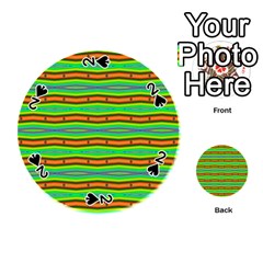 Bright Green Orange Lines Stripes Playing Cards 54 (Round) 