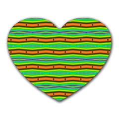 Bright Green Orange Lines Stripes Heart Mousepads by BrightVibesDesign