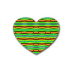 Bright Green Orange Lines Stripes Heart Coaster (4 pack) 