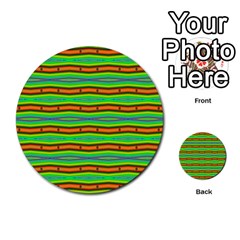 Bright Green Orange Lines Stripes Multi-purpose Cards (Round) 