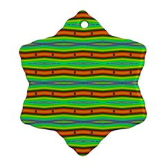 Bright Green Orange Lines Stripes Ornament (Snowflake) 