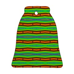 Bright Green Orange Lines Stripes Ornament (Bell) 