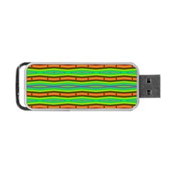 Bright Green Orange Lines Stripes Portable USB Flash (Two Sides)