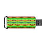 Bright Green Orange Lines Stripes Portable USB Flash (Two Sides) Back