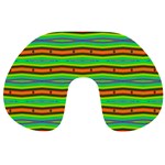 Bright Green Orange Lines Stripes Travel Neck Pillows Back