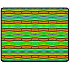 Bright Green Orange Lines Stripes Double Sided Fleece Blanket (Medium) 