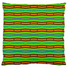 Bright Green Orange Lines Stripes Large Flano Cushion Case (two Sides)