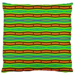 Bright Green Orange Lines Stripes Large Flano Cushion Case (Two Sides) Front