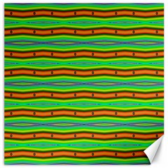 Bright Green Orange Lines Stripes Canvas 16  x 16  