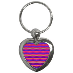 Bright Pink Purple Lines Stripes Key Chains (heart)  by BrightVibesDesign