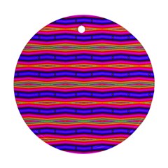 Bright Pink Purple Lines Stripes Round Ornament (two Sides)  by BrightVibesDesign