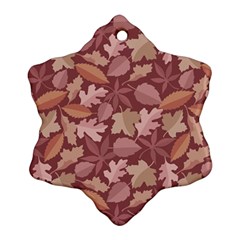 Marsala Leaves Pattern Snowflake Ornament (2-side) by sifis