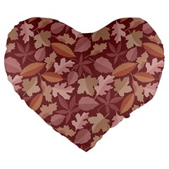 Marsala Leaves Pattern Large 19  Premium Heart Shape Cushions by sifis