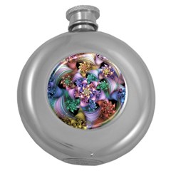 Bright Taffy Spiral Round Hip Flask (5 Oz) by WolfepawFractals