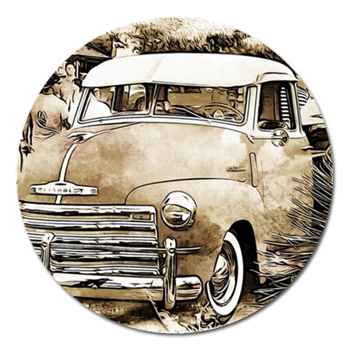 Vintage Chevrolet Pick up Truck Magnet 5  (Round)